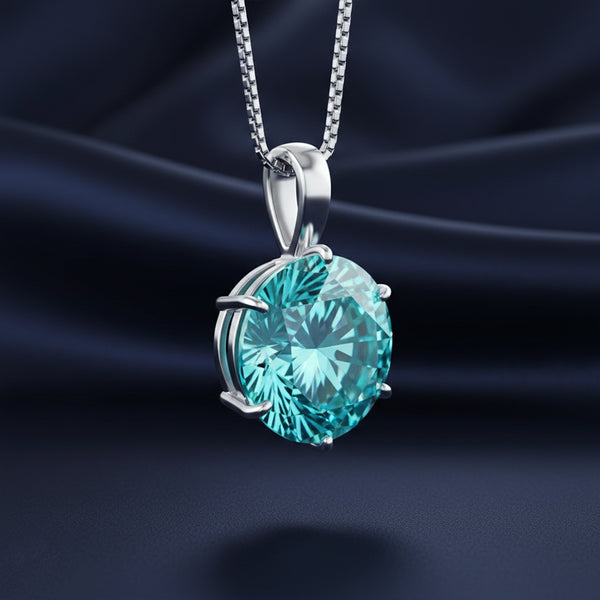 9.30 Ct Certified Blue Moissanite Pendant Gold Vermeil Anniversary Jewelry Gift