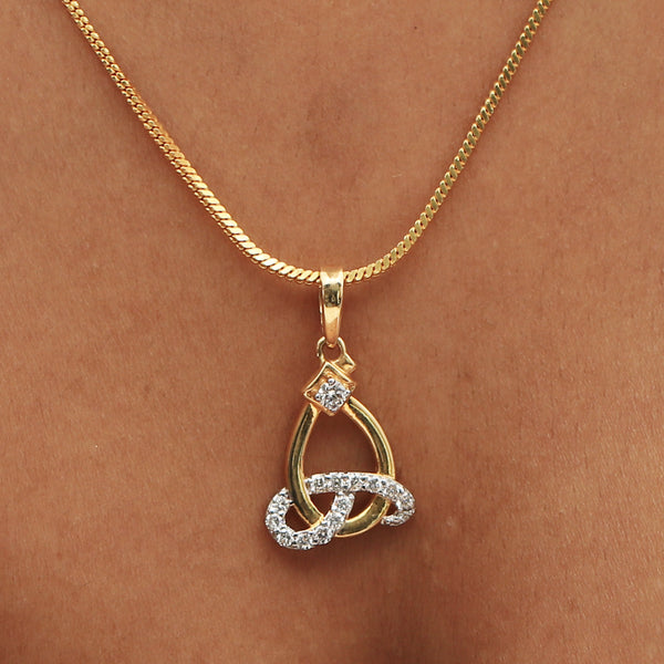 18KT Yellow Gold Pendant And Earrings Set with 0.60 Ct. Diamonds IGI Certified