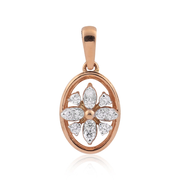 0.58 Ct.18KT Rose Gold Pendant And Earrings Set with  Natural Diamonds, IGI Cert