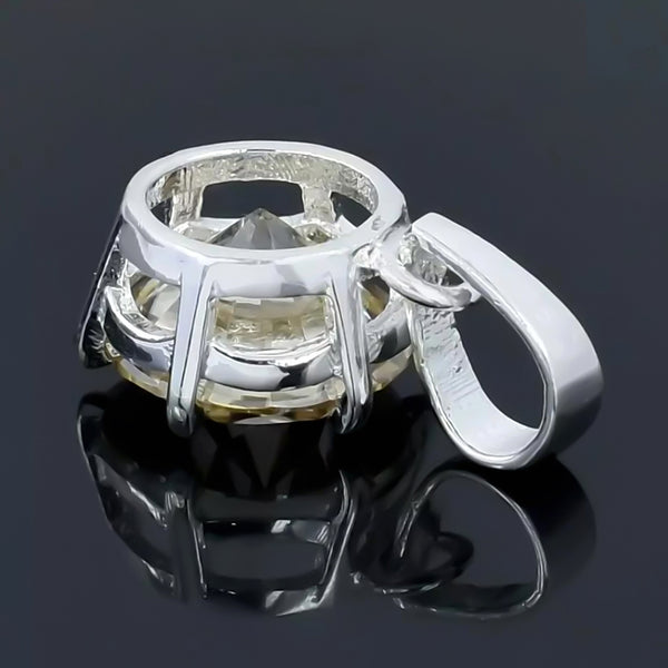 6.20 ct DEW Champagne Moissanite Pendant in Gold Vermeil Certified for Her Gift