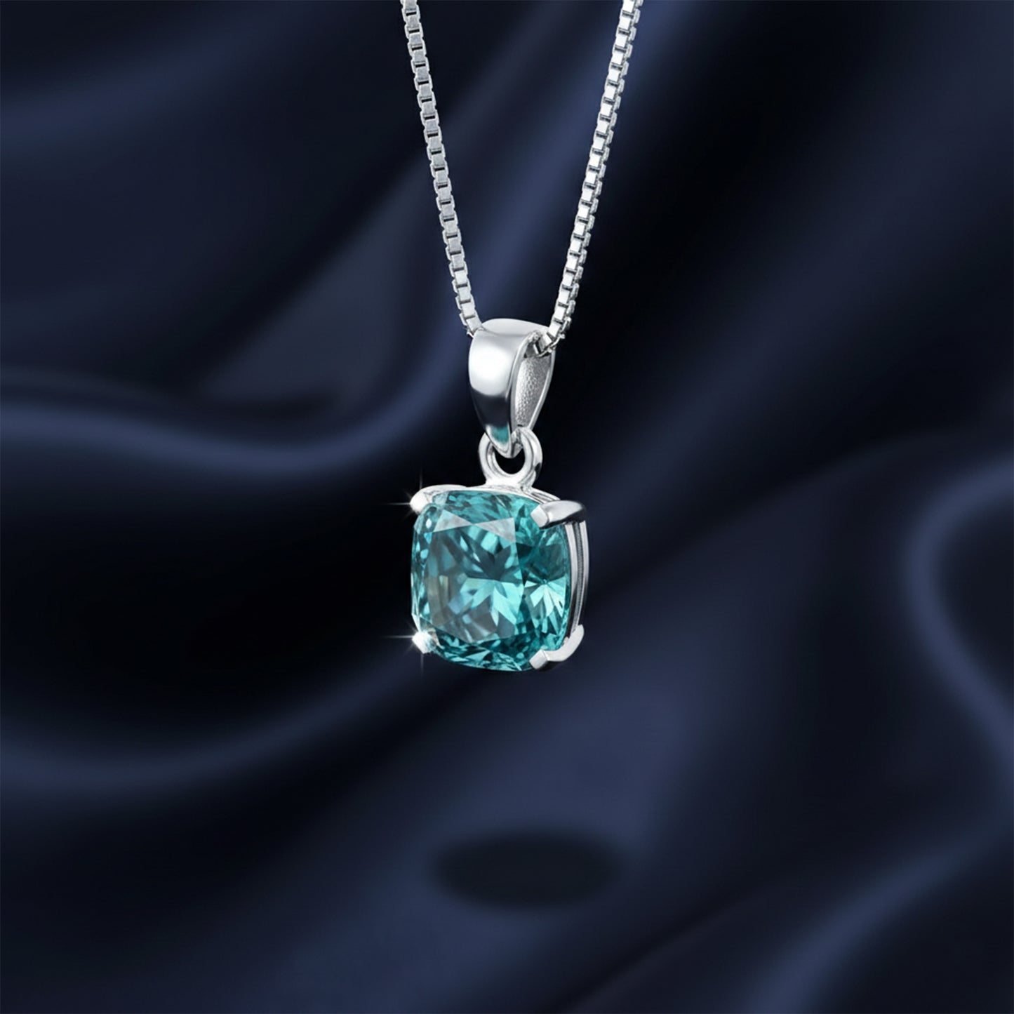 5.50 Ct Blue Moissanite Pendant in Gold Vermeil Certified for Christmas Gift