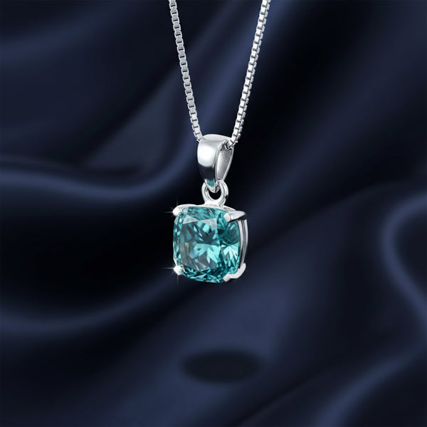 5.50 Ct Blue Moissanite Pendant in Gold Vermeil Certified for Christmas Gift