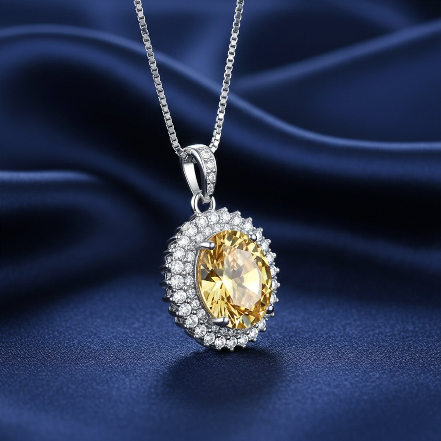 10.50 ct DEW Champagne Moissanite Pendant Gold Vermeil Certified for Festive Gift