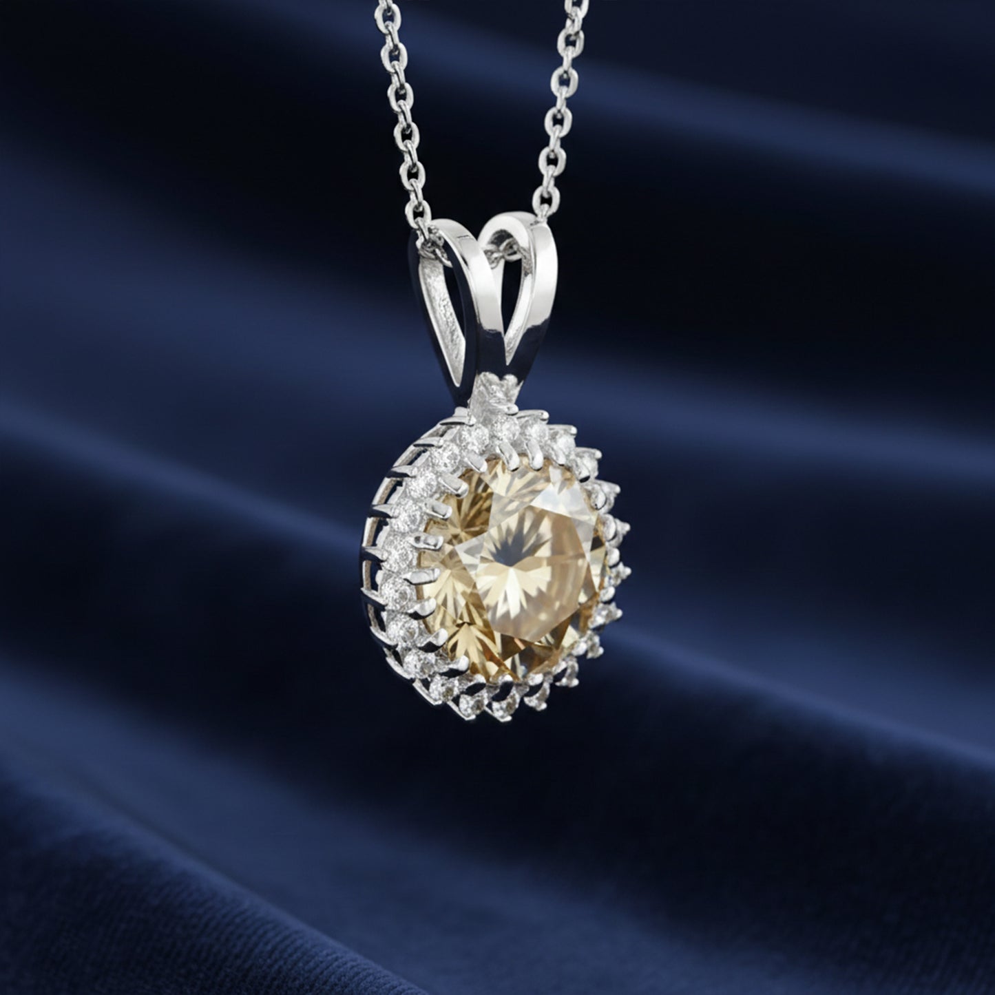 5.70 Ct Champagne Moissanite Pendant in Gold Vermeil Certified for Her Gift