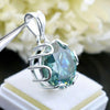 16.30 Ct Round Blue Moissanite Pendant in Gold Vermeil for Black Friday Gift