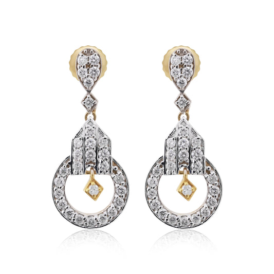 1.05 Ct. IGI Certified Natural Diamond  Dangle Earrings in 18K Yellow Gold