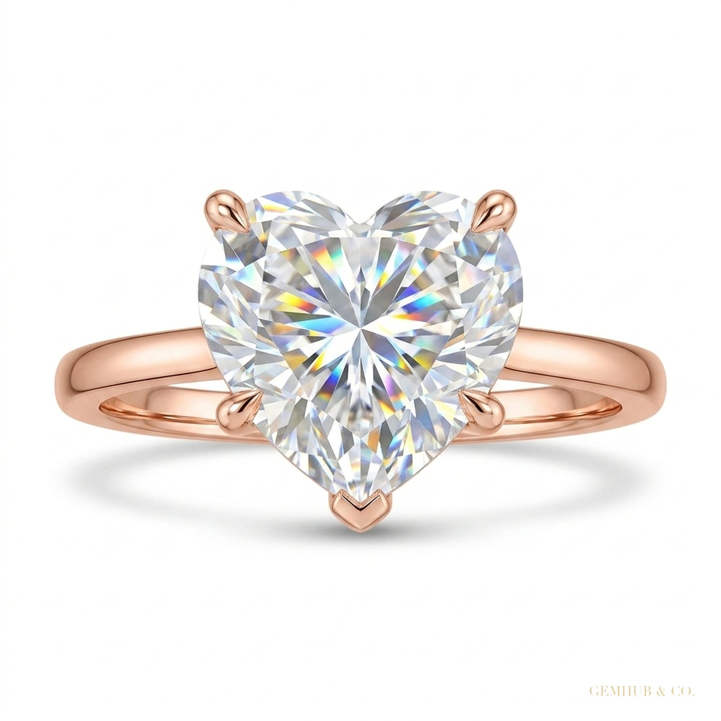 4.00 ct DEW Certified Heart Cut Solitaire White Moissanite In Ring 18K Gold Plated Verm 18K Gold Plated – white background main image