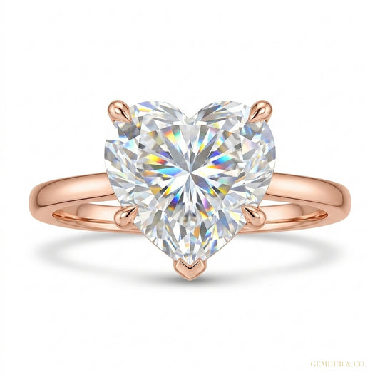 4.00 ct DEW Certified Heart Cut Solitaire White Moissanite In Ring 18K Gold Plated Verm 18K Gold Plated – white background main image