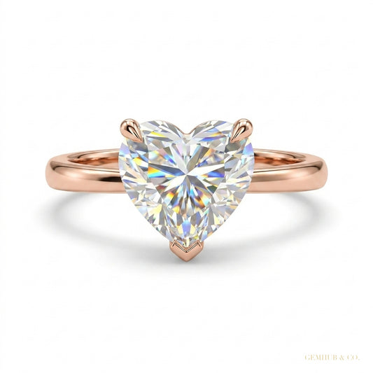 4.00 ct DEW Heart Cut White Moissanite Ring Romantic Gift for Her 18K Gold Plated Verme 18K Gold Plated – white background main image