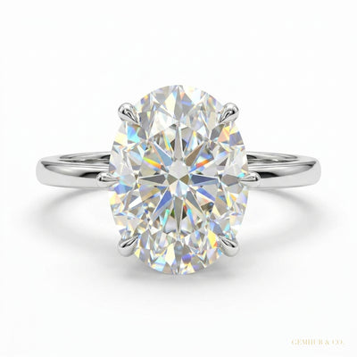 4.10 ct DEW Certified Radiant Cut White Solitaire Moissanite Ring 18K Gold Plated Verme 18K Gold Plated