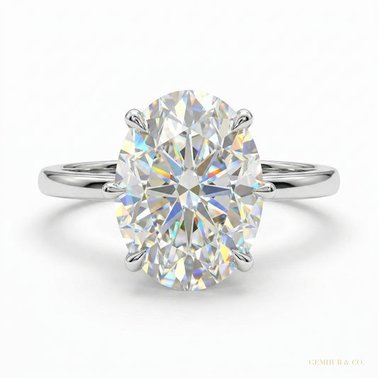 4.10 ct DEW Certified Radiant Cut White Solitaire Moissanite Ring 18K Gold Plated Verme 18K Gold Plated – white background main image