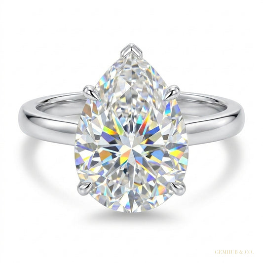 4.10 ct DEW Radiant Cut Off White Moissanite Ring in Certified Shine 18K Gold Plated Ve 18K Gold Plated – white background main image