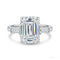4.20 ct DEW White Emerald Cut Treated Moissanite Solitaire Ring in 18K Gold Plated Verm 18K Gold Plated
