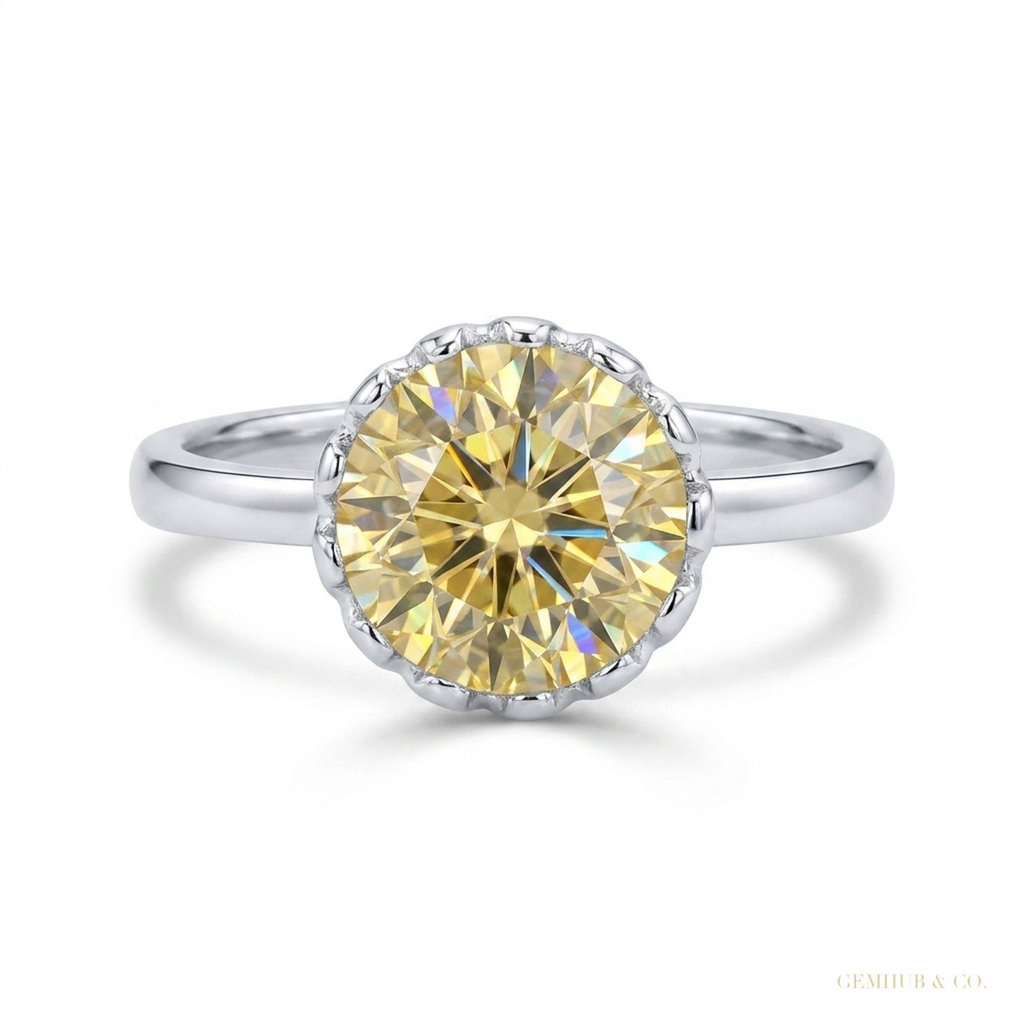 4.25 ct DEW Round Champagne Moissanite Ring in Certified Sparkle 18K Gold Plated Vermei 18K Gold Plated – white background main image