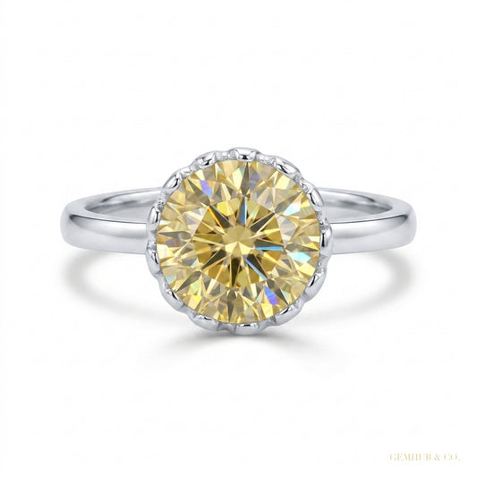 4.25 ct DEW Round Champagne Moissanite Ring in Certified Sparkle 18K Gold Plated Vermei 18K Gold Plated – white background main image