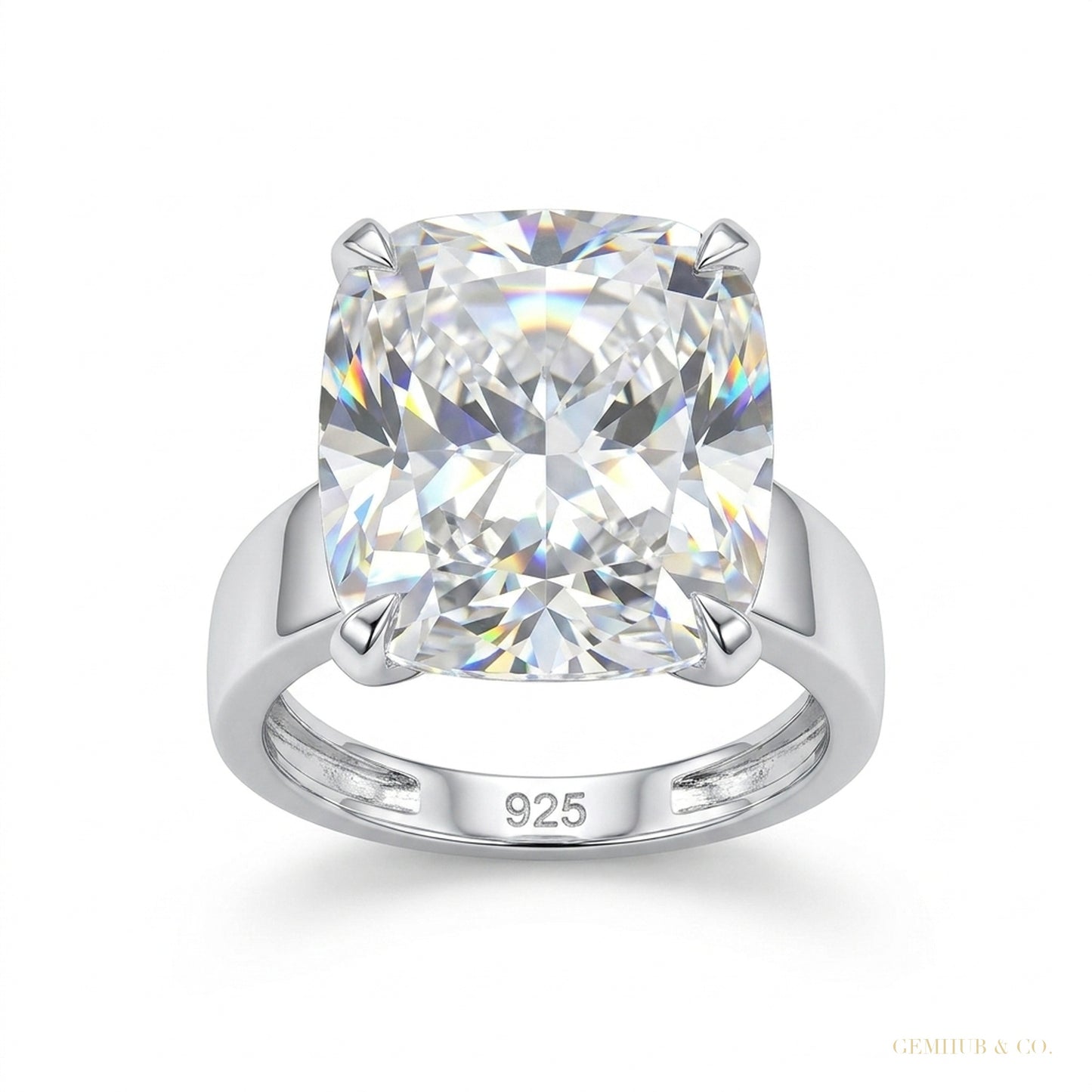 4.35 ct DEW Certified White Moissanite Ring in – Anniversary Gift for Wife 18K Gold Pla 18K Gold Plated – white background main image