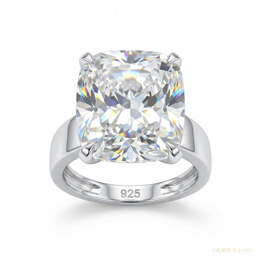 4.35 ct DEW Certified White Moissanite Ring in – Anniversary Gift for Wife 18K Gold Pla 18K Gold Plated – white background main image