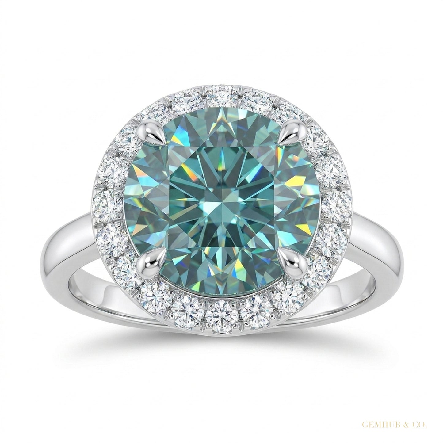 4.40 ct DEW Blue Moissanite Ring July Birthday Gift for Her Sparkling Look 18K Gold Pla 18K Gold Plated – white background main image