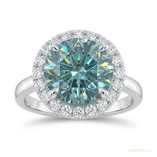 4.40 ct DEW Blue Moissanite Ring July Birthday Gift for Her Sparkling Look 18K Gold Pla 18K Gold Plated – white background main image