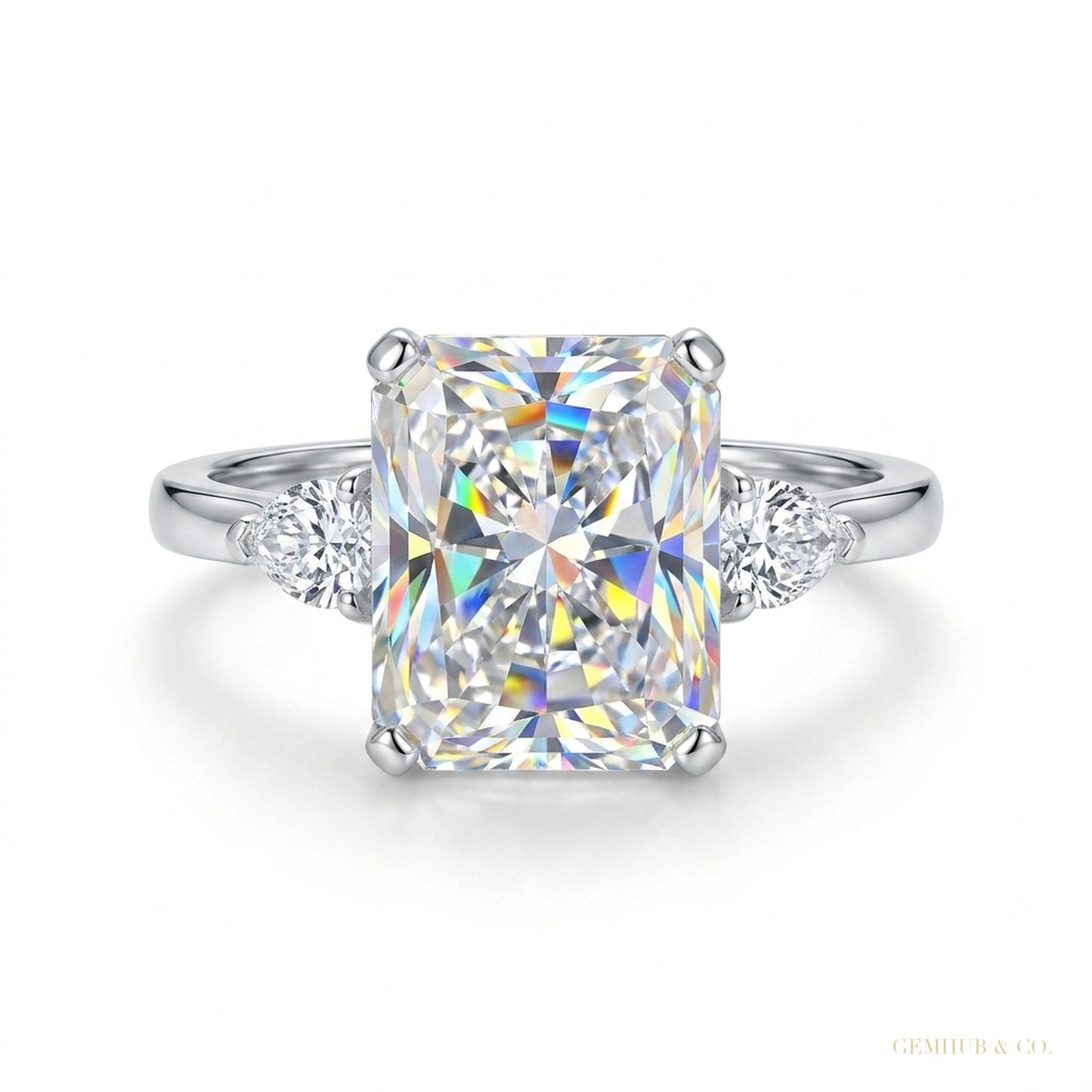 4.50 ct DEW Certified Radiant Cut White Solitaire Moissanite Ring 18K Gold Plated Verme 18K Gold Plated – white background main image