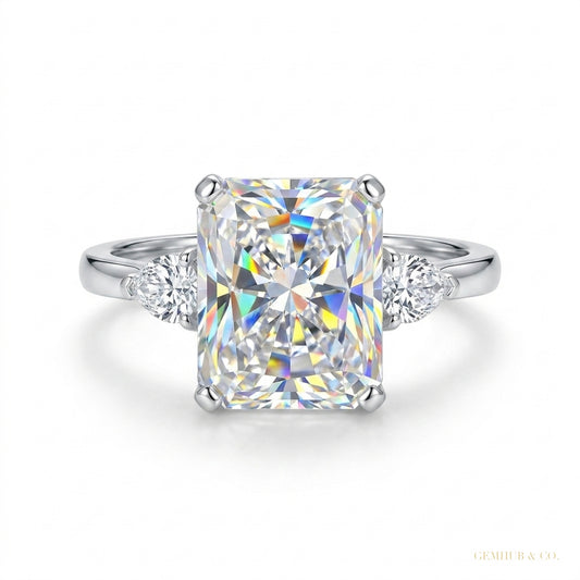 4.50 ct DEW Certified Radiant Cut White Solitaire Moissanite Ring 18K Gold Plated Verme 18K Gold Plated – white background main image