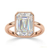4.50 ct DEW Emerald Cut Off White Moissanite Ring in Certified Shine 18K Gold Plated Ve 18K Gold Plated – white background main image