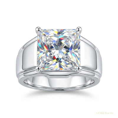 4.50 ct DEW Princess Cut Certified White Moissanite Ring – Wedding Gift in 18K Gold Pla 18K Gold Plated