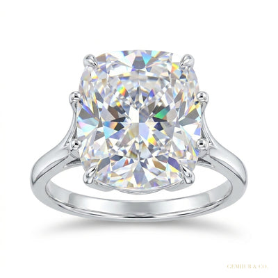 4.50 ct DEW Radiant Cut White Treated Moissanite Solitaire Ring in WOW 18K Gold Plated 18K Gold Plated