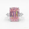 4.70 ct DEW Pink Moissanite Emerald Cut Ring – Wedding Gift for Her 18K Gold Plated Ver 18K Gold Plated – white background main image