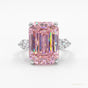 4.70 ct DEW Pink Moissanite Emerald Cut Ring – Wedding Gift for Her 18K Gold Plated Ver 18K Gold Plated
