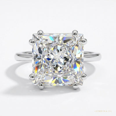 4.70 ct DEW Princess Cut White Moissanite Solitaire Ring – Gift for Her 18K Gold Plated