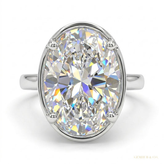 4.80 ct DEW Certified White Moissanite Solitaire Ring in – Gift for Him 18K Gold Plated – white background main image