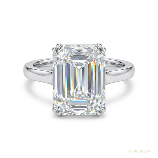 4.95 ct DEW Certified White Moissanite Solitaire Ring – Gift for Wife in 18K Gold Plate 18K Gold Plated – white background main image