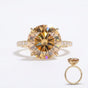 4 ct DEW Certified Round Cut Champagne Moissanite Ring With Accents Wedding 18K Gold Plated