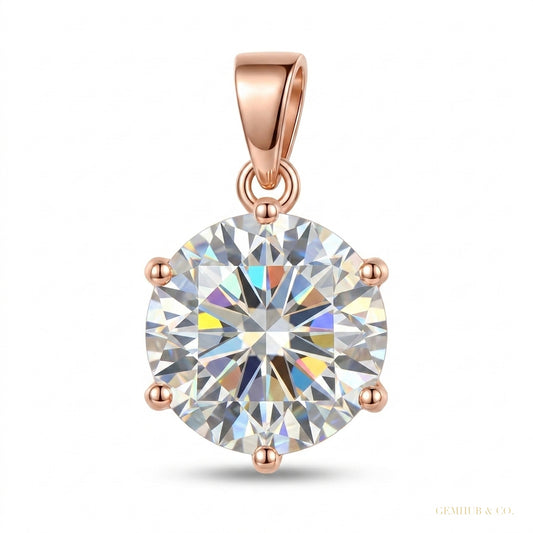 4 ct DEW Certified Round White Moissanite Solitaire Pendant Gold Vermeil Pendant – white background main image