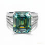 40.00 ct DEW Blue Moissanite Men’s Ring Huge Gift for 4th of July Event 18K Gold Plated
