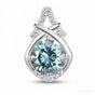 4.20 ct DEW Blue Round Moissanite Pendant In Vermeil 925 Silver Certified Jewelry