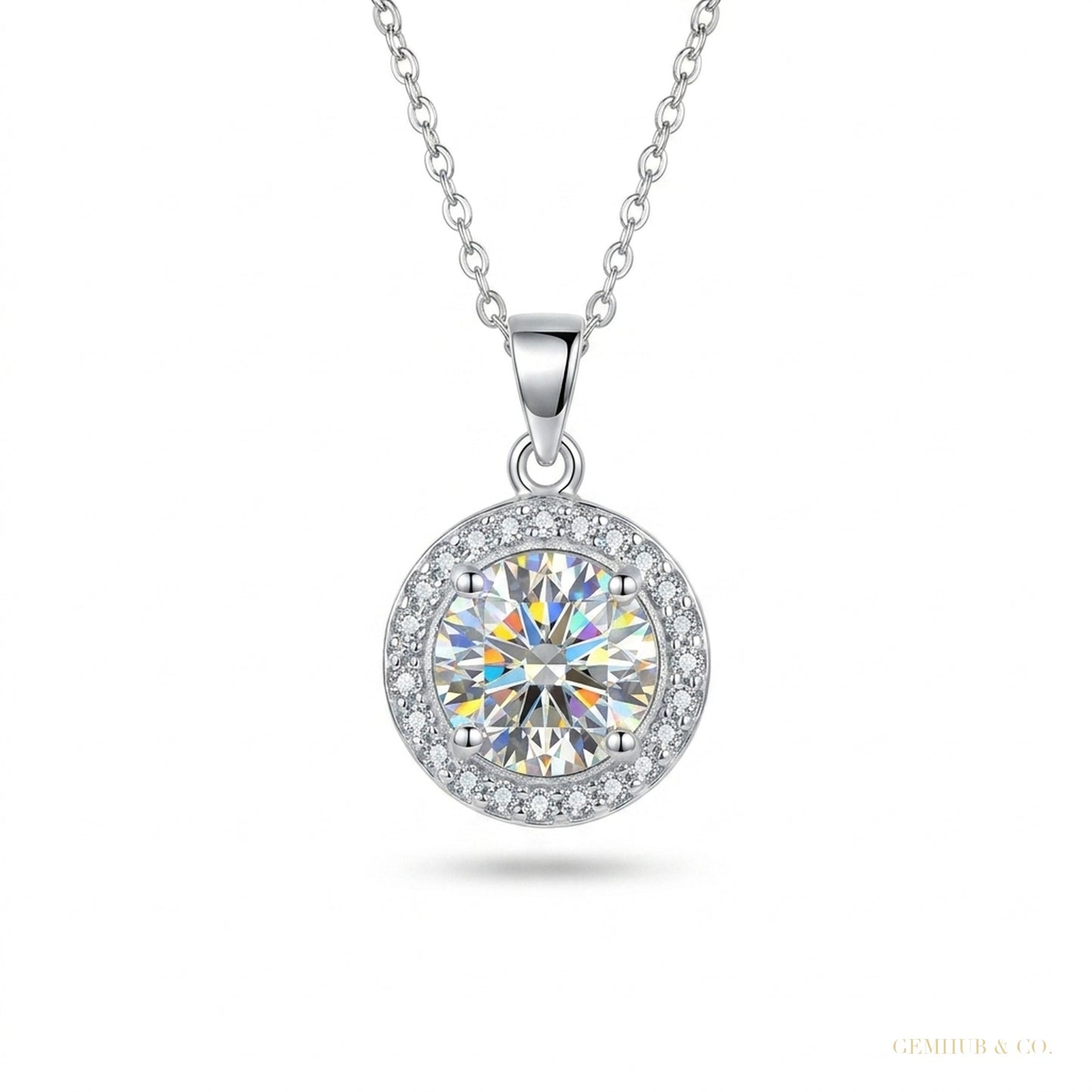 4.50 ct DEW Certified F VS1 White Moissanite Pendant in Gold Vermeil Labor Day Gift – white background main image