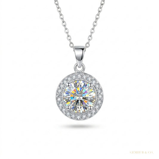 4.50 ct DEW Certified F VS1 White Moissanite Pendant in Gold Vermeil Labor Day Gift – white background main image