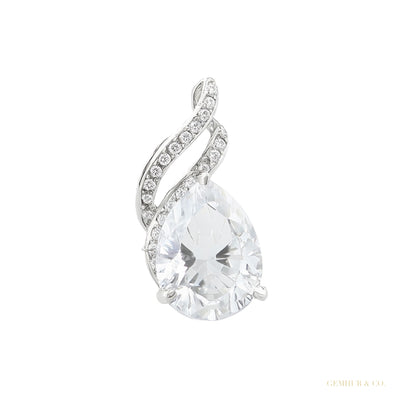 Moissanite 4.5 ct DEW Pear Moisanite Pendant White Gold Finish Free Chain Included Gold Vermeil