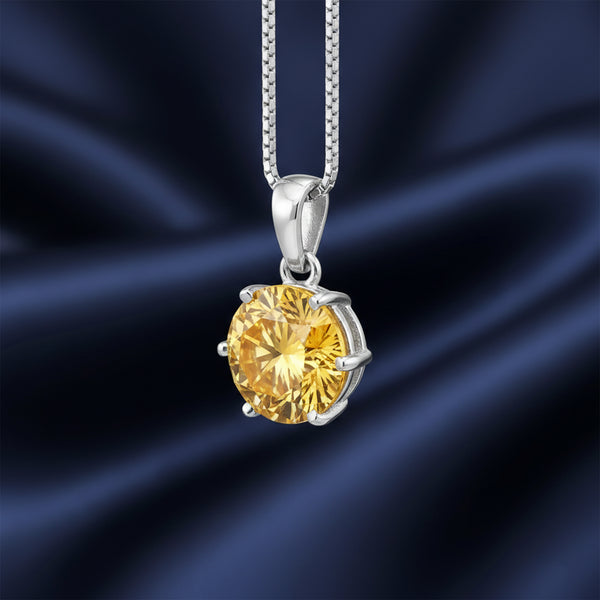 6.20 ct DEW Champagne Moissanite Pendant in Gold Vermeil Certified for Her Gift