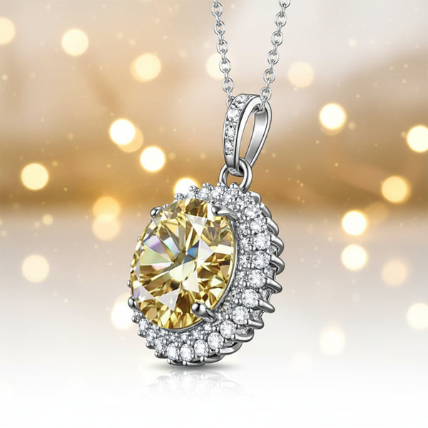 10.50 ct DEW Champagne Moissanite Pendant Gold Vermeil Certified for Festive Gift