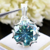 16.30 Ct Round Blue Moissanite Pendant in Gold Vermeil for Black Friday Gift
