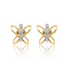 18KT Yellow Gold 0.26 Ct Butterfly Design  Natural Diamond Pendant And Earrings