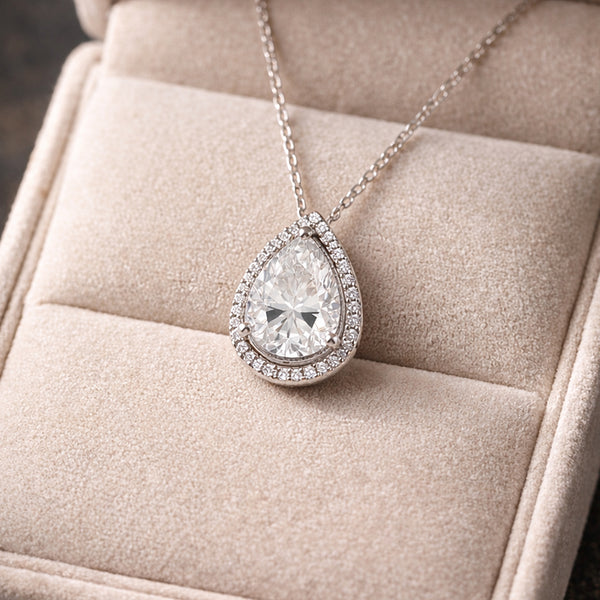 25.50 ct DEW Certified White Moissanite Pendant in 925 Silver – Anniversary Gift