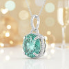 Certified 20 Ct Round Blue Moissanite Pendant in Gold Vermeil – Holiday Gift