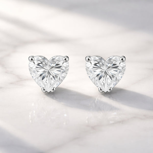 4 ct DEW Certified Treated White Moissanite Solitaire Studs Great Shine 18K Gold Plated