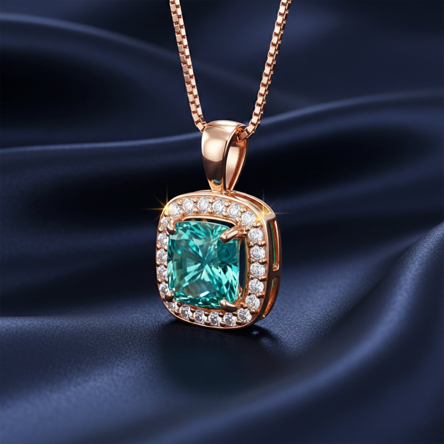 5.10 Ct Certified Cushion Blue Moissanite Pendant in Gold Vermeil Birthday Gift