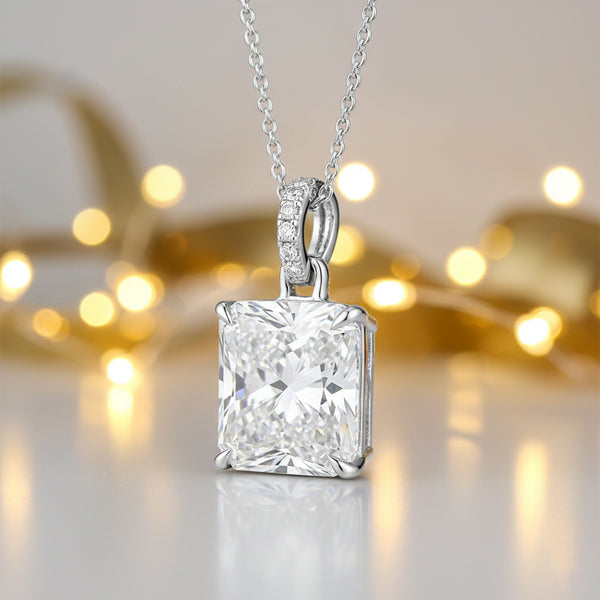12.50 Ct EGL Certified Moissanite Pendant in Gold Vermeil – Back to School Gift