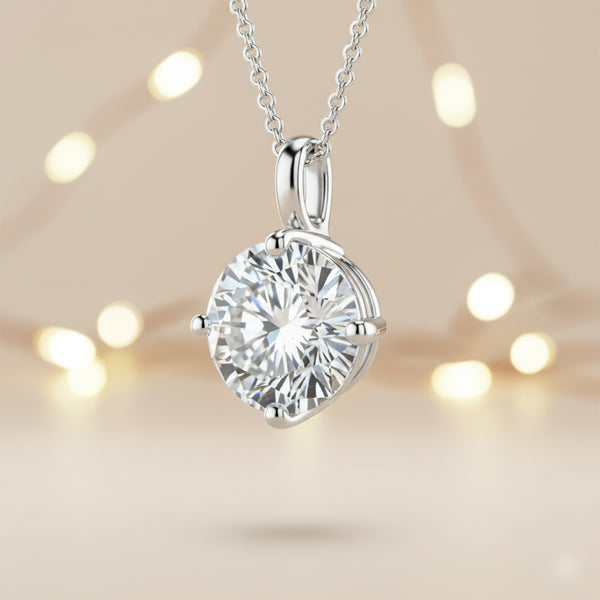 4.20 Ct Certified Moissanite Pendant in Gold Vermeil Ideal Christmas Gift